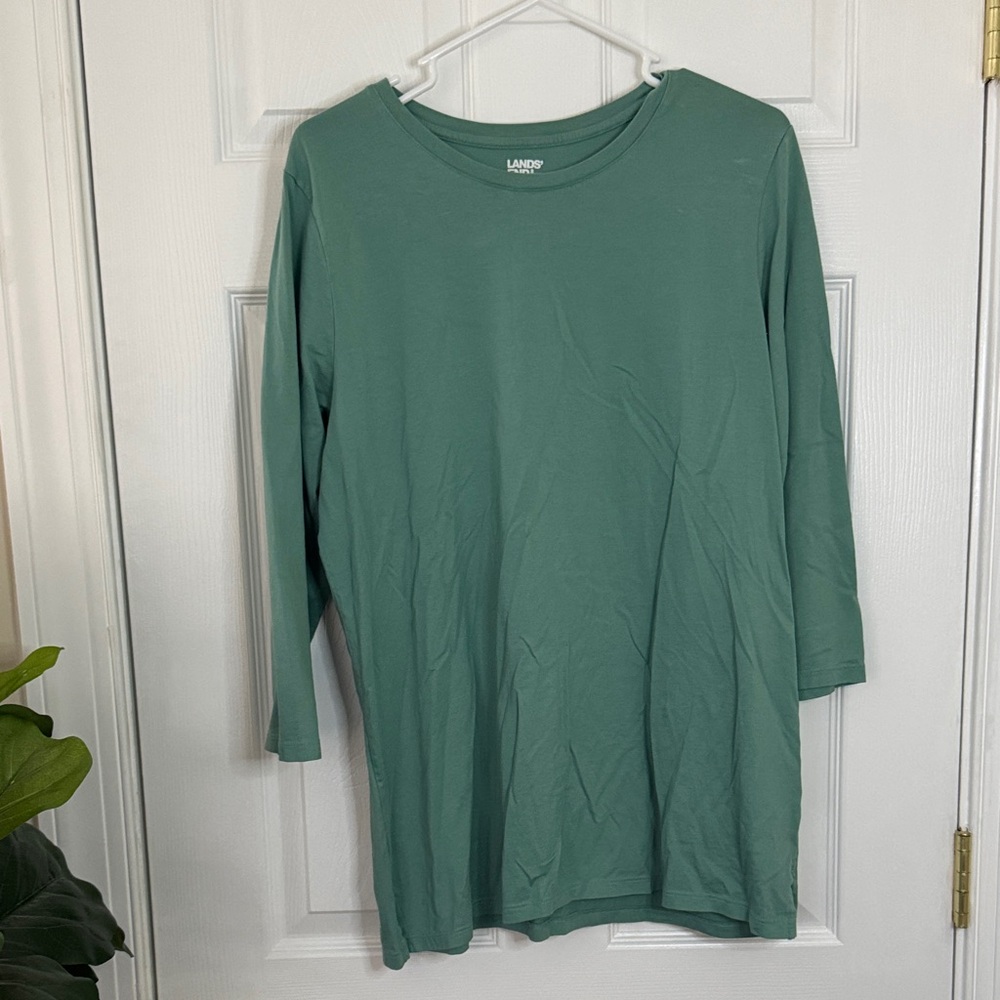 Lands' End Green Crew Neck Shirt